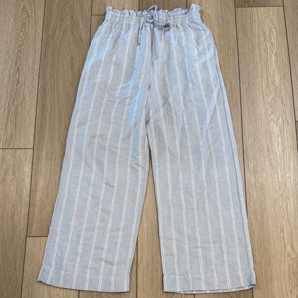 Madewell Light Blue & White Striped Wide Leg Pants, EUC, Small